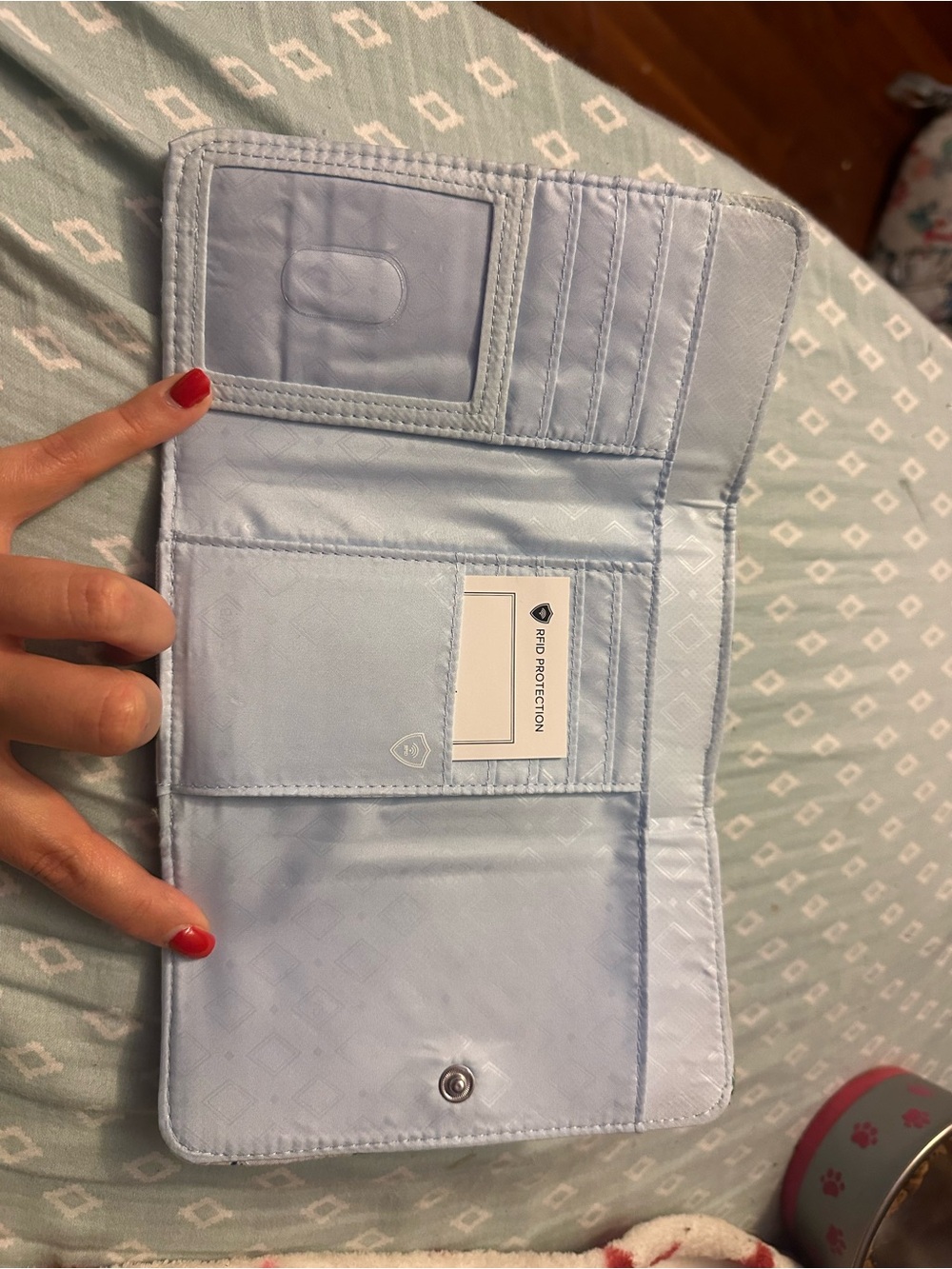 Vera Bradley Light Blue Quilted Wristlet with Nautical Seashell & Anchor Print - Picture 2 of 3